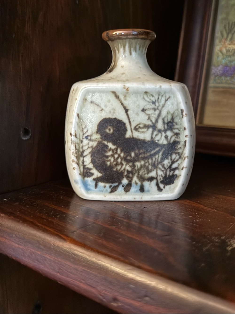 Vintage eEnesco Miniature mini Stoneware Duck bottle.